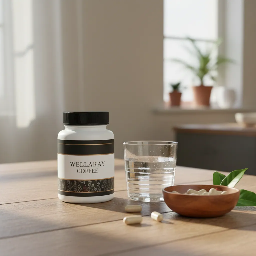 Wellaray Coffee box detail - metabolism-supporting botanical coffee supplement sachets UK